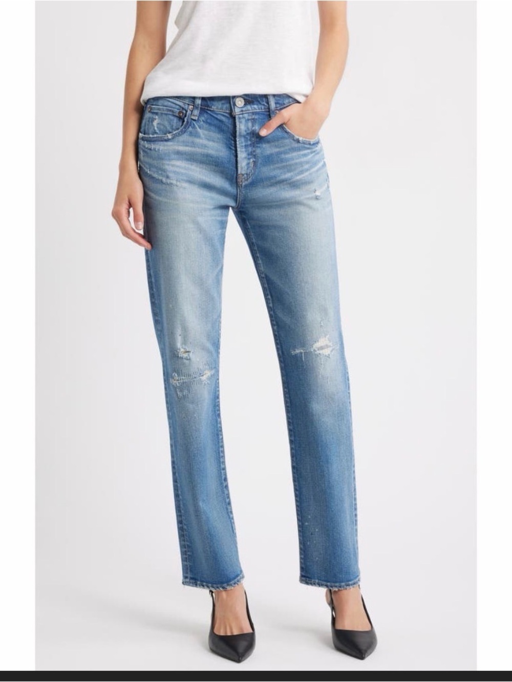 MOUSSY Light Blue Distressed Boyfriend Jeans